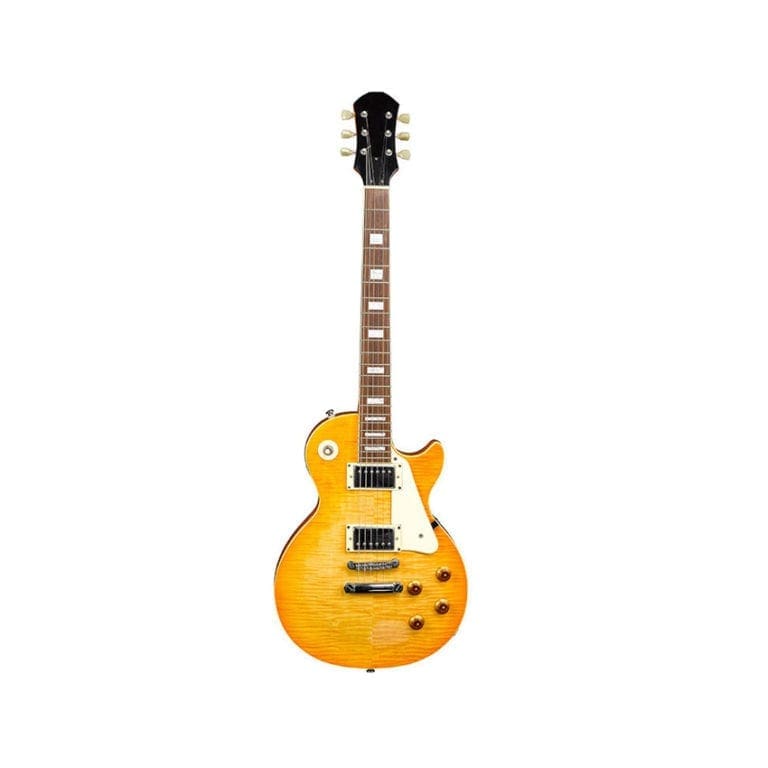 A guitar on white background